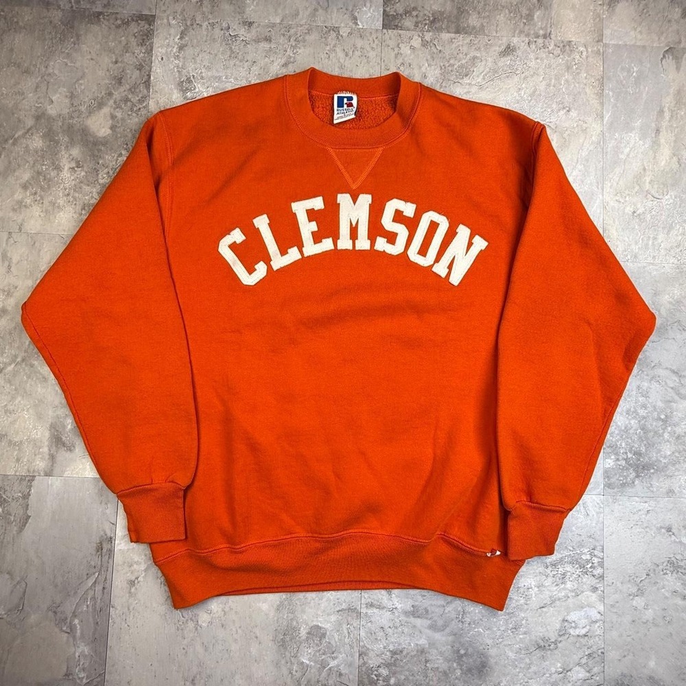 Vintage orange russell athletic clemson sweater large